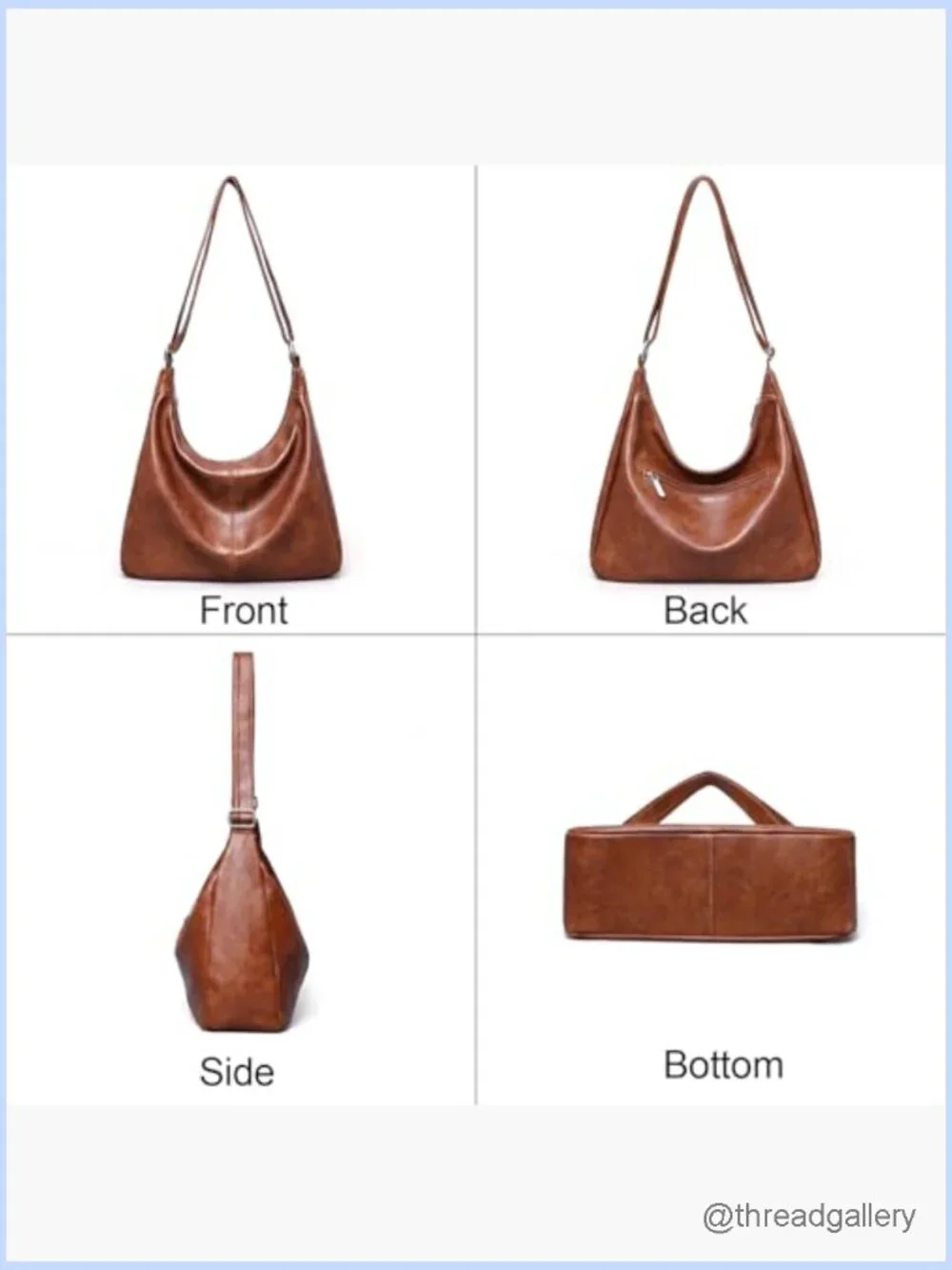 Slouchy Vegan Leather Hobo Shoulder Tote Crossbody Bag Purse for Women